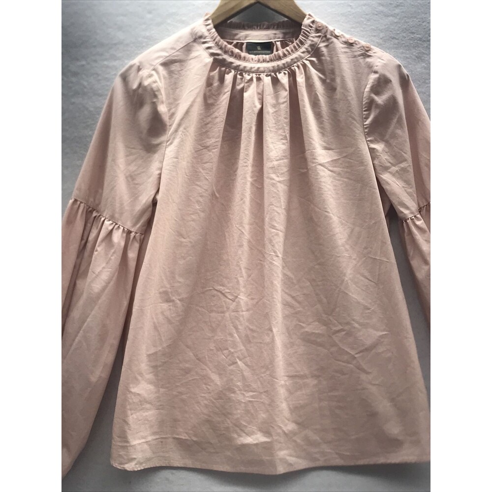 Worthington Womens Blouse Size Medium Pink Elastic Flair Sleeves Pullover